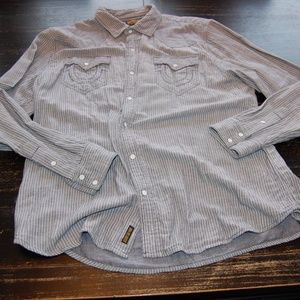 True Religion Pearl Snap Long Sleeve Flannel Shirt